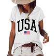 Fourth Of July Vintage Usa Patriotic American Flag Usa Women's Short Sleeve Loose T-shirt White