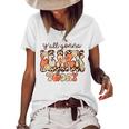 Groovy Yall Gonna Learn Today Leopard Back To School Flower Flower Gifts Women's Short Sleeve Loose T-shirt White