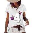 Kids Butterfly Wings For Children Happy 4Th Birthday Girls Butterfly Funny Designs Funny Gifts Women's Short Sleeve Loose T-shirt White