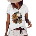 Kinda Emotional Emotionless Flower Skull Vintage Skeleton Women's Short Sleeve Loose T-shirt White