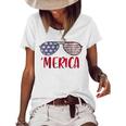 Vintage American Flag Patriotic 4Th Of July Merica Sunglass Patriotic Funny Gifts Women's Short Sleeve Loose T-shirt White