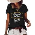 Blessed By God For 90 Years 90Th Birthday Vintage Women's Short Sleeve Loose T-shirt Black