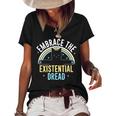 Embrace He Existential Dread Funny Novelty Cat Lovers Gifts Women's Short Sleeve Loose T-shirt Black