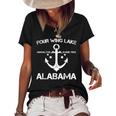 Four Wing Lake Alabama Funny Fishing Camping Summer Gift Camping Funny Gifts Women's Short Sleeve Loose T-shirt Black