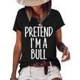 Fun Easy Pretend Im Bull Costume Gift Joke Halloween Farmer Women's Short Sleeve Loose T-shirt Black