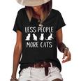 Funny Cat Saying Less People More Cats Cat Lover Cat Owner Gifts For Cat Lover Funny Gifts Women's Short Sleeve Loose T-shirt Black