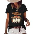 Howdy Ghouls Western Country Cowgirl Halloween Spooky Season Women's Short Sleeve Loose T-shirt Black