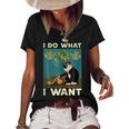 I Do What I Want Tuxedo Cat Gardening Funny Cat Quotes Gift Quotes Women's Short Sleeve Loose T-shirt Black