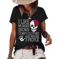I Like Murder Shows Comfy Clothes And Maybe 3 People Funny Women's Short Sleeve Loose T-shirt Black