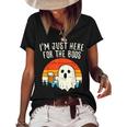 Im Just Here For The Boos Retro Ghost Beer Halloween Costume Women's Short Sleeve Loose T-shirt Black