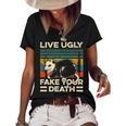 Live Ugly Fake Your Death Retro Vintage Opossum Women's Short Sleeve Loose T-shirt Black