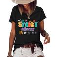 Spooky Sister Retro Vintage Groovy Matching Halloween Family Gifts For Sister Funny Gifts Women's Short Sleeve Loose T-shirt Black