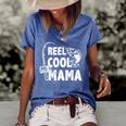 Family Lover Reel Cool Mama Fishing Fisher Fisherman Gift For Women Women's Short Sleeve Loose T-shirt Blue