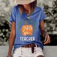 Teacher Pumkin Spice Fall Matching For Family Women's Loose T-shirt Blue