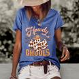 Howdy Ghouls Funny Ghosts Halloween Western Retro Groovy 70S 70S Vintage Designs Funny Gifts Women's Short Sleeve Loose T-shirt Blue