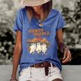 Howdy Ghouls Western Country Cowgirl Halloween Spooky Season Women's Short Sleeve Loose T-shirt Blue