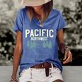 Pacific Northwest Vintage Mountain Camping Hiking T Camping Funny Gifts Women's Short Sleeve Loose T-shirt Blue