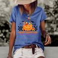 Vintage Trick Or Treat Halloween No Tricks Just Treats Candy Halloween Funny Gifts Women's Short Sleeve Loose T-shirt Blue