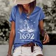 Vintage Witch Halloween Salem 1692 They Missed One Women's Loose T-shirt Blue