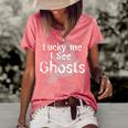 Lucky Me I See Ghosts Scary Women's Short Sleeve Loose T-shirt Watermelon
