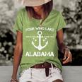 Four Wing Lake Alabama Funny Fishing Camping Summer Gift Camping Funny Gifts Women's Short Sleeve Loose T-shirt Green
