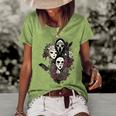 Funny Witch Sisters Vintage Spooky Vibes Halloween Party Halloween Gifts Women's Short Sleeve Loose T-shirt Green