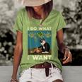 I Do What I Want Tuxedo Cat Gardening Funny Cat Quotes Gift Quotes Women's Short Sleeve Loose T-shirt Green