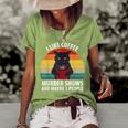 I Like Murder Shows Coffee And Maybe 3 People Retro Cat Gifts For Coffee Lovers Funny Gifts Women's Short Sleeve Loose T-shirt Green