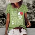 I Like Murder Shows Comfy Clothes And Maybe 3 People Funny Women's Short Sleeve Loose T-shirt Green