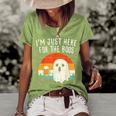 Im Just Here For The Boos Retro Ghost Beer Halloween Costume Women's Short Sleeve Loose T-shirt Green
