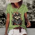 Japanese Samurai Wolf Tattoo Vintage Kawaii Ninja Gift For Womens Gift For Women Women's Short Sleeve Loose T-shirt Green