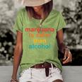 Marijuana Is Safer Than Alcohol Vintage Quote Vintage Quote Funny Gifts Women's Short Sleeve Loose T-shirt Green