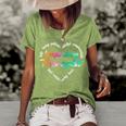 Respiratory Therapist Heart Word Cloud Watercolor Rainbow Women's Loose T-shirt Green