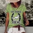 Save A Horse Ride Me Funny Cowboy Women's Short Sleeve Loose T-shirt Green
