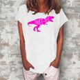 Kids 3 Year Old Birthday Girl Dinosaur Three Rex Pink Dinosaur Women's Loosen T-Shirt White