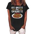 Less Upsetti Spaghetti Gift For Womens Gift For Women Women's Loosen Crew Neck Short Sleeve T-Shirt Black