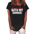 Life Is Better With My Grandkids For Grandma & Grandpa Women's Loosen Crew Neck Short Sleeve T-Shirt Black