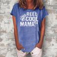 Distressed Reel Cool Mama Fishing Mothers Day Gift For Womens Gift For Women Women's Loosen Crew Neck Short Sleeve T-Shirt Blue