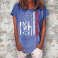 Usa Flag Reel Cool Mama Fishing Fisher Fisherman Gift For Women Women's Loosen Crew Neck Short Sleeve T-Shirt Blue