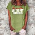 Life Is Better With My Grandkids For Grandma & Grandpa Women's Loosen Crew Neck Short Sleeve T-Shirt Green
