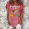 Ofishally The Best Mama Fishing Rod Mommy Funny Mothers Day Gift For Women Women's Loosen Crew Neck Short Sleeve T-Shirt Watermelon