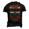 A Father Is Husband Daddy Son Protector Hero Fathers Day Men's 3D T-shirt Back Print Black