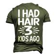 Bald Dad Father Of Three Triplets Husband Fathers Day Men's 3D T-Shirt Back Print Army Green