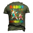 Daddy Of The Birthday Princess Girl Dabbing Unicorn Dad Papa Men's 3D T-shirt Back Print Army Green