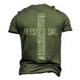 Fathers Day Blessed Dad Cross Words Christian Papa Daddy Men Men's 3D T-shirt Back Print Army Green