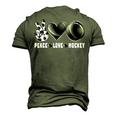 Peace Love Hockey Mommy Dad Boys Girls Son Daughter Men's 3D T-shirt Back Print Army Green