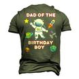 Space Astronaut Planets Birthday Theme Dad Of Birthday Boy Men's 3D T-shirt Back Print Army Green