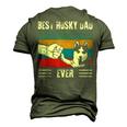 Vintage Best Dog Dad Ever Siberian Husky Fathers Day Men's 3D T-shirt Back Print Army Green