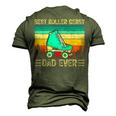 Vintage Retro Best Roller Derby Dad Ever Fathers Day Men's 3D T-Shirt Back Print Army Green