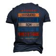 A Father Is Husband Daddy Son Protector Hero Fathers Day Men's 3D T-shirt Back Print Navy Blue